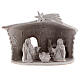 Stall mit Krippenszene Jesus Geburt aus Terrakotta in weiß, 20 cm s1