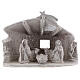 Cabana Natividade com vigas e parede efeito pedras terracota branca Deruta 20 cm s1