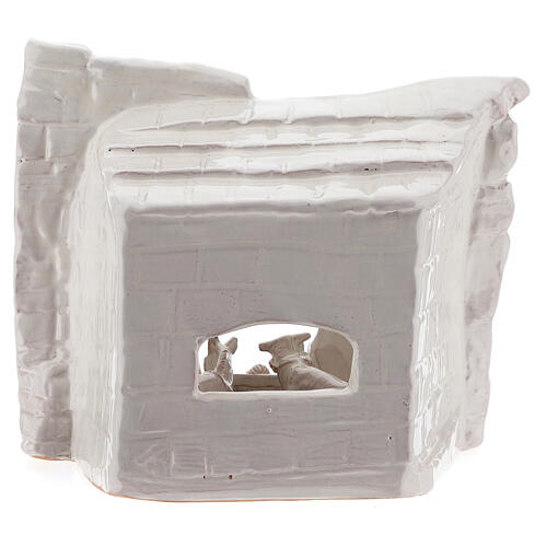 Stajenka bożonarodzeniowa z białej terakoty, Deruta, 20 cm 4