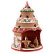 Sapin Nativité style campagnard rouge Sainte Famille terre cuite naturelle Deruta 15 cm s3