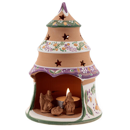 Mini drzewko bożonarodzeniowe w kolorze lawendowym, naturalna terakota z Deruty, 15 cm 2