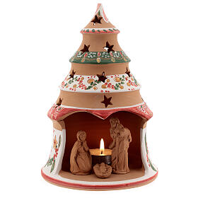 Red country tree with statues in Deruta terracotta with light 20 cm