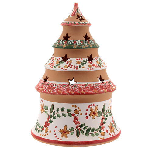 Red country tree with statues in Deruta terracotta with light 20 cm 4