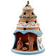 Terracotta Christmas tree Sacred Family tealight light blue s2