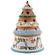Terracotta Christmas tree Sacred Family tealight light blue s4
