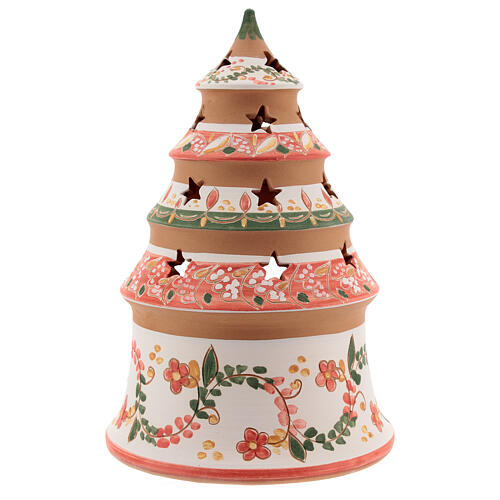 Świąteczne drzewko z terakoty, ręcznie malowane, Deruta, czerwone, 20 cm 4