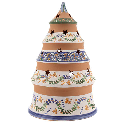 Sapin style campagnard Nativité terre cuite naturelle santons peints Deruta 25 cm 4