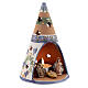 Blue cone with statues in Deruta terracotta with light 15 cm s3