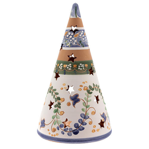 Country cone with statues in Deruta terracotta with light 20 cm 4