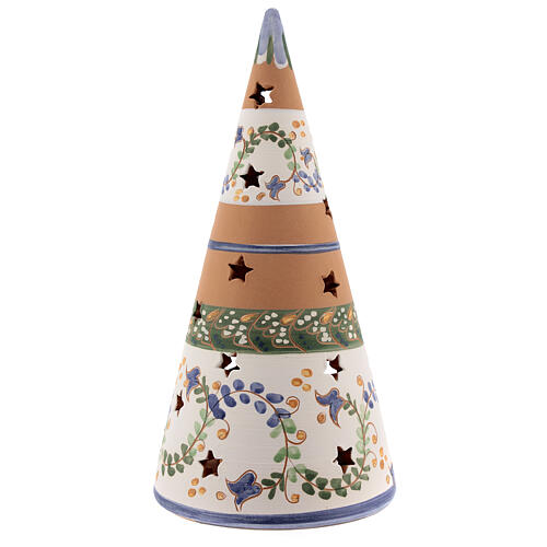 Blue cone with statues in Deruta terracotta with light 25 cm 4