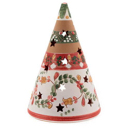 Red cone with statues in Deruta terracotta with light 15 cm 4