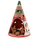 Red cone with statues in Deruta terracotta with light 15 cm s2
