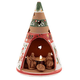 Cono rosso statue terracotta lumino Deruta 15 cm