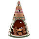 Holy Family cone in natural Deruta terracotta with light and pink decorations 15 cm s1