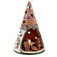 Holy Family cone in natural Deruta terracotta with light and pink decorations 15 cm s3