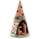 Holy Family cone in natural Deruta terracotta with light and pink decorations 20 cm s3