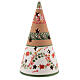 Holy Family cone in natural Deruta terracotta with light and pink decorations 20 cm s4