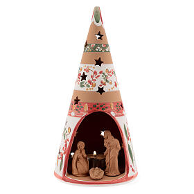 Stożek z terakoty z figurkami Świętej Rodziny, Deruta, 25cm