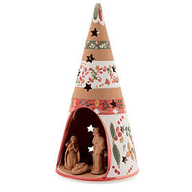 Stożek z terakoty z figurkami Świętej Rodziny, Deruta, 25cm