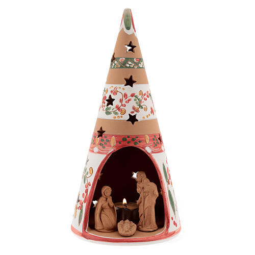 Stożek z terakoty z figurkami Świętej Rodziny, Deruta, 25cm 1