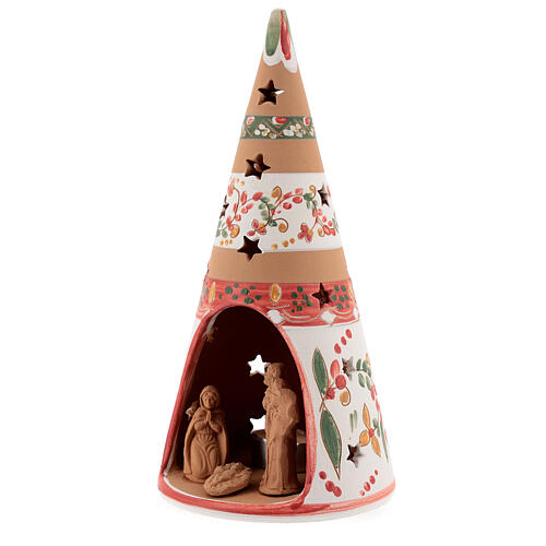 Stożek z terakoty z figurkami Świętej Rodziny, Deruta, 25cm 2