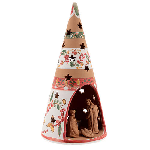 Stożek z terakoty z figurkami Świętej Rodziny, Deruta, 25cm 3