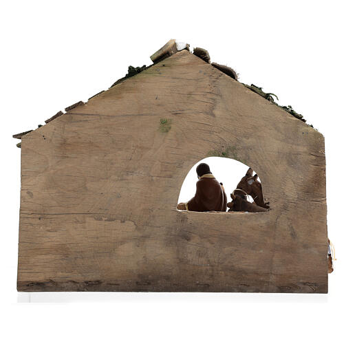 Hütte mit Krippenszene und Figuren aus Terrakotta, 30x35x20 cm 5