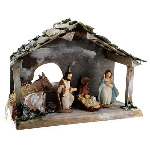 Cabana madeira figuras Natividade terracota pintada 12 cm Deruta 30x36x18 cm 4