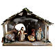 Wooden stable with terracotta painted statues 12 cm Deruta 30x35x20 cm s1