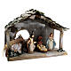 Wooden stable with terracotta painted statues 12 cm Deruta 30x35x20 cm s4