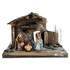 Nativity hut painted terracotta Deruta 10 cm wood 20x30x20 cm