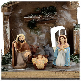Cabana madeira figuras Natividade de Jesus terracota pintada 10 cm Deruta 18x30x18 cm