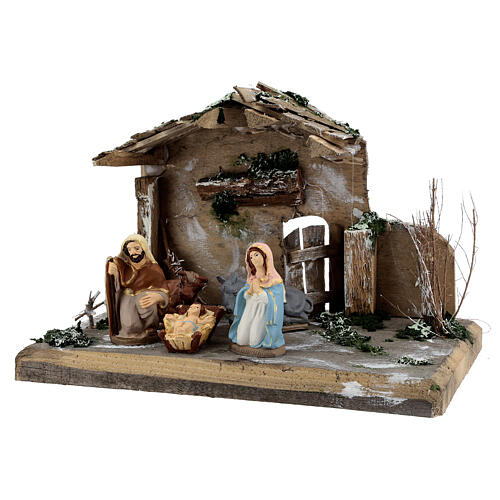 Cabana madeira figuras Natividade de Jesus terracota pintada 10 cm Deruta 18x30x18 cm 3