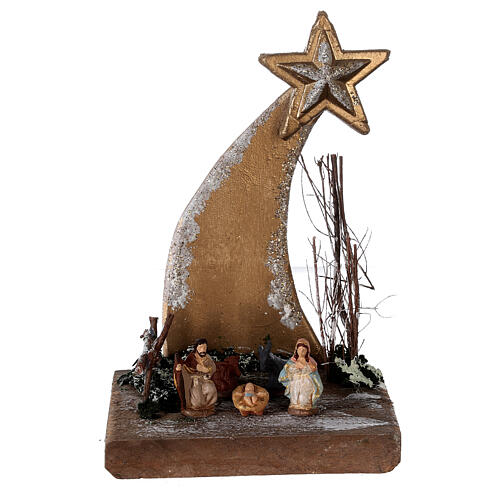 Comet with miniature Nativity painted terracotta 3 cm Deruta 20x10x10 1