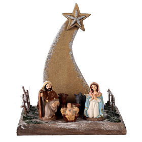 Sternschnuppe mit kleiner Krippenszene Geburt Jesus aus Terrakotta, 25x20x15 cm