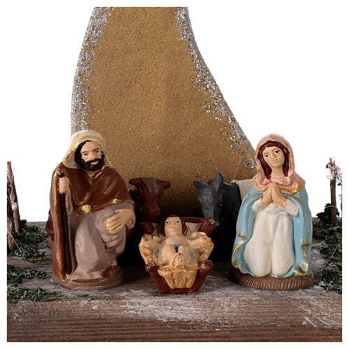 Sternschnuppe mit kleiner Krippenszene Geburt Jesus aus Terrakotta, 25x20x15 cm 2