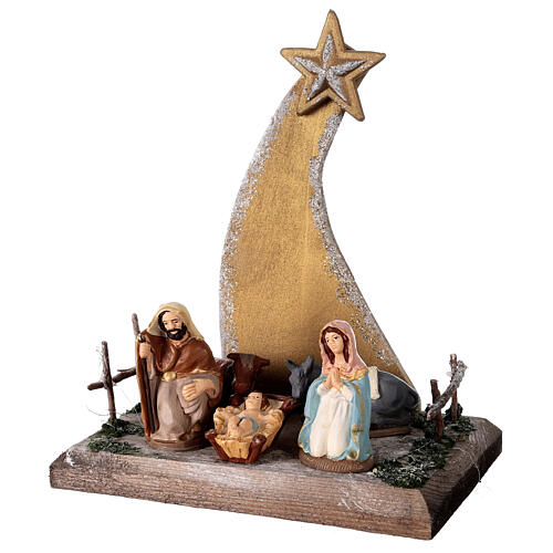 Sternschnuppe mit kleiner Krippenszene Geburt Jesus aus Terrakotta, 25x20x15 cm 3