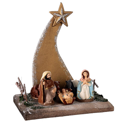 Sternschnuppe mit kleiner Krippenszene Geburt Jesus aus Terrakotta, 25x20x15 cm 4