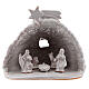 Hütte mit Krippenszene Geburt Jesus aus Terrakotta in weiß, 10 cm s1