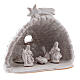 White Holy Family in rock effect stable Deruta terracotta 10 cm s3
