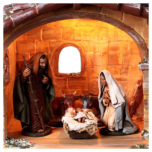 Nativity stable 18 cm Holy Family in Deruta ceramic 30x45x25 cm 2