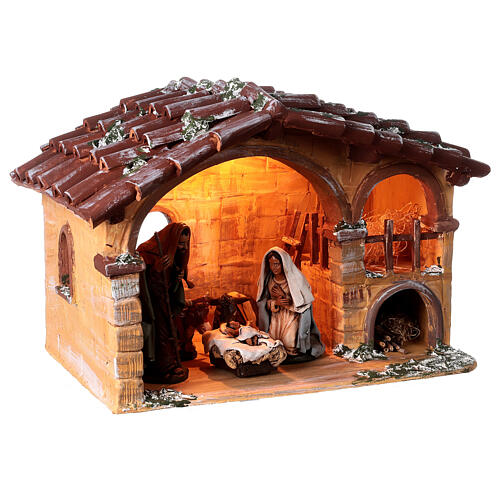 Nativity stable 18 cm Holy Family in Deruta ceramic 30x45x25 cm 4