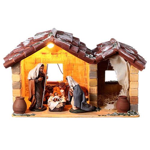 Nativity stable 20 cm Holy Family in Deruta ceramic 30x55x30 cm 1