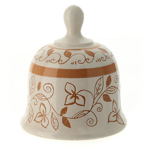 Bell-shaped stable with Nativity, cream-coloured Deruta terracotta, h 4 in 4