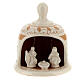 Bell-shaped stable with Nativity, cream-coloured Deruta terracotta, h 4 in s1