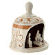 Bell-shaped stable with Nativity, cream-coloured Deruta terracotta, h 4 in s3