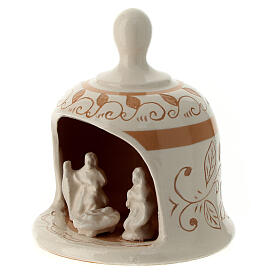 Cabaña pequeña campana abierta terracota Deruta crema h.10 cm