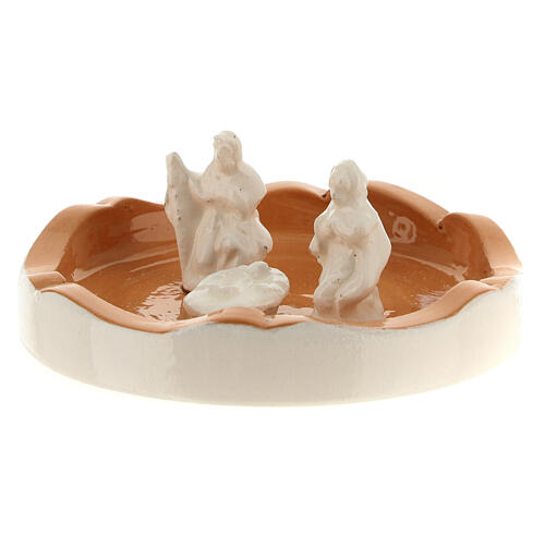 Cloche avec base et Nativité terre cuite Deruta crème 10 cm 3