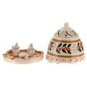 Open bell with Holy Family in colored Deruta terracotta h.10cm