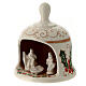 Bell-shaped stable with Nativity, painted Deruta terracotta, h 4 in s2
